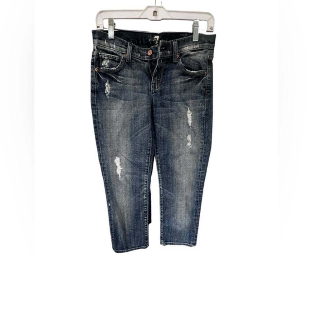 7 For All Mankind Distressed Cropped Blue Women's Jeans